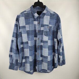 Decibel Shirt Mens XXL Blue Multi Abstract Button Up
